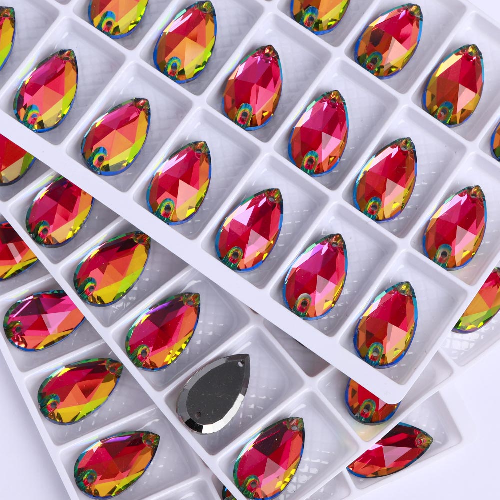 Vitrail Medium Drop Shape High Quality Glass Sew-on Rhinestones WholesaleRhinestone