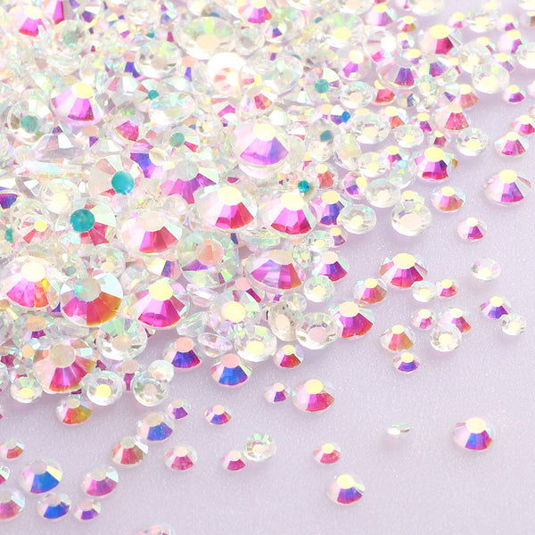 Mixed Sizes Crystal AB Glass FlatBack Rhinestones For Nail Art Unfoiled Back WholesaleRhinestone
