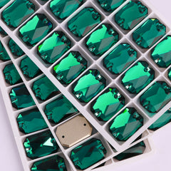 Emerald Octagon Shape High Quality Glass Sew-on Rhinestones WholesaleRhinestone