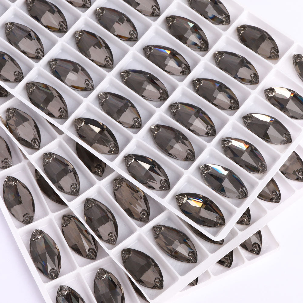 Black Diamond Navette Shape High Quality Glass Sew-on Rhinestones WholesaleRhinestone