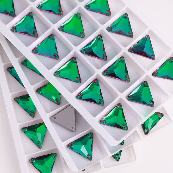 Heliotrope Triangle Shape High Quality Glass Sew-on Rhinestones WholesaleRhinestone