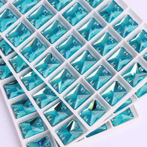 Aquamarine Rectangle Shape High Quality Glass Sew-on Rhinestones WholesaleRhinestone