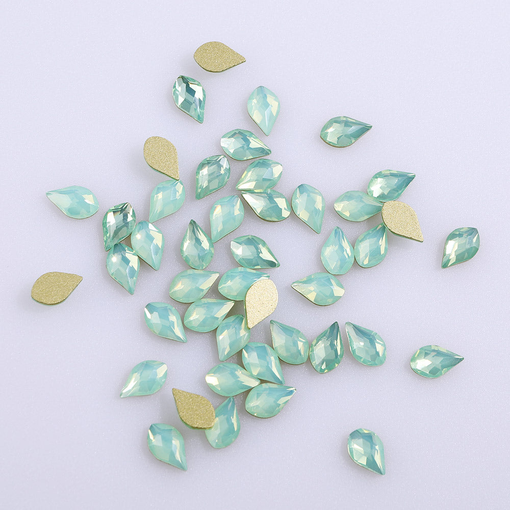Maple leaves Shape Green Opal Flat Back Fancy Rhinestones WholesaleRhinestone