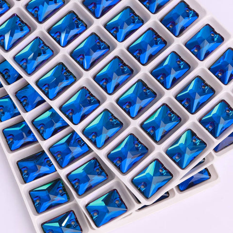 Bermuda Blue Rectangle Shape High Quality Glass Sew-on Rhinestones WholesaleRhinestone