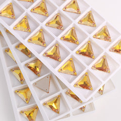 Metallic Sunshine Triangle Shape High Quality Glass Sew-on Rhinestones WholesaleRhinestone