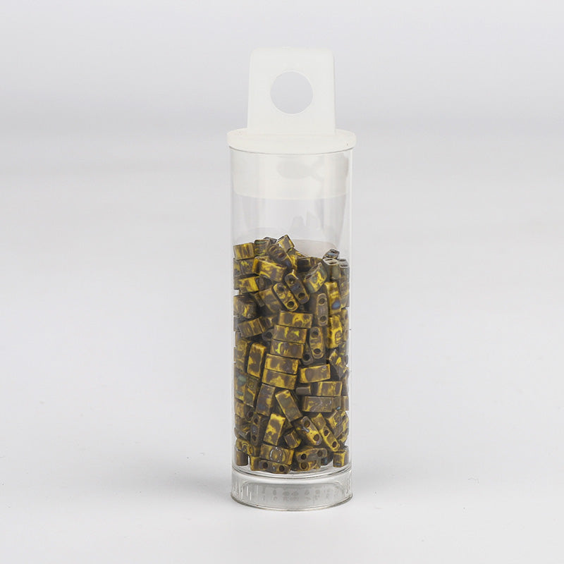 Miyuki Half Tila Glass Seed Beads Opaque Yellow Picasso HTL-4519 WholesaleRhinestone