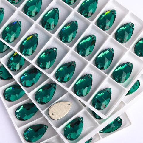 Emerald Drop Shape High Quality Glass Sew-on Rhinestones WholesaleRhinestone