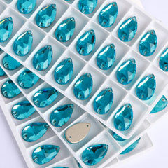 Aquamarine Drop Shape High Quality Glass Sew-on Rhinestones WholesaleRhinestone