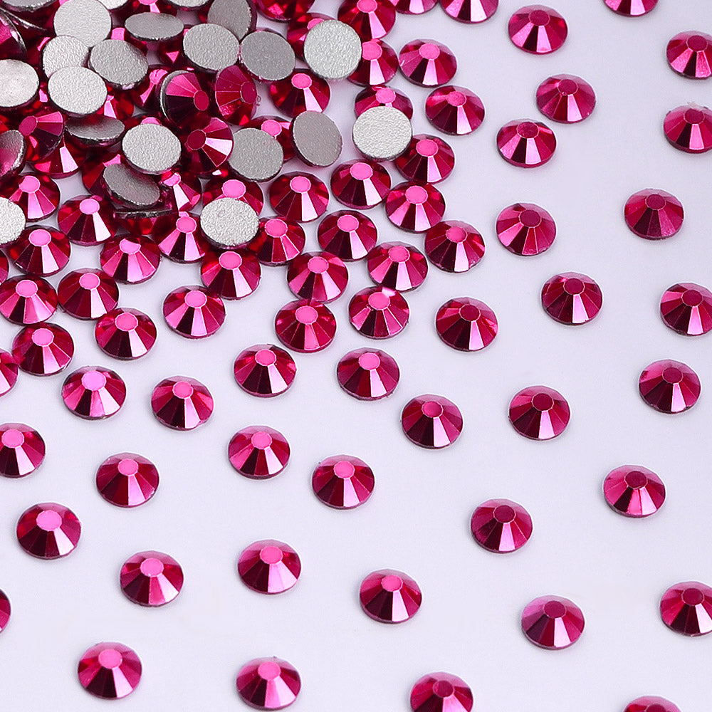 Mineral Fuchsia Glass FlatBack Rhinestones Silver Back WholesaleRhinestone