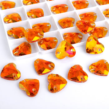 Astral Pink Heart Shape High Quality Glass Sew-on Rhinestones WholesaleRhinestone