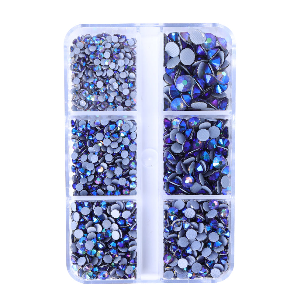 Mixed Sizes 6 Grid Box Black Diamond AB Glass HotFix Rhinestones For Clothing DIY WholesaleRhinestone Main image