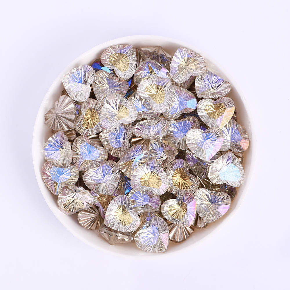Millennium Series Heart Shape Blue Moonlight Glass Pointed Back Fancy Rhinestones WholesaleRhinestone