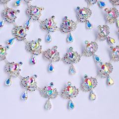 Sew-on Crystal AB Glass Raindrop Rhinestone Trim Chain Applique RA1189 WholesaleRhinestone