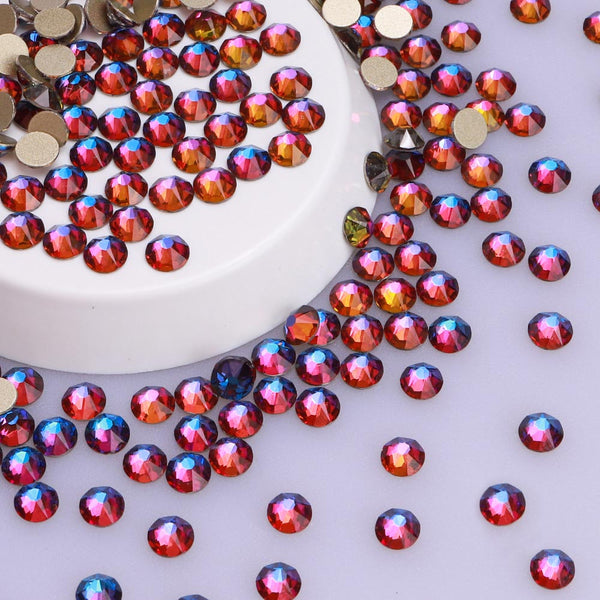 Blue Volcano Glass Flat Back Glue-on Rhinestones 16 Cut Facets In Bulk WholesaleRhinestone