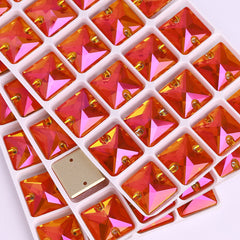 Astral Pink Square Shape High Quality Glass Sew-on Rhinestones WholesaleRhinestone