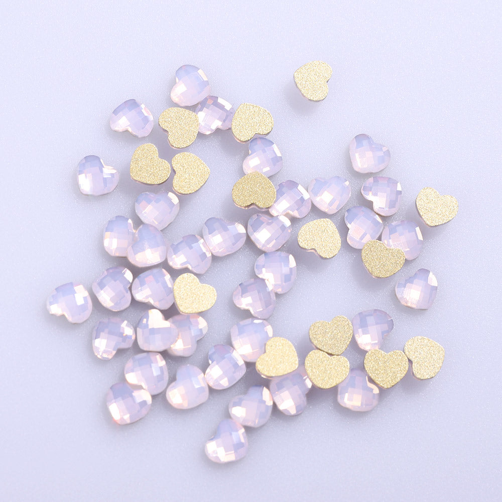 Heart Shape Pink Opal Glass Flat Back Fancy Rhinestones WholesaleRhinestone