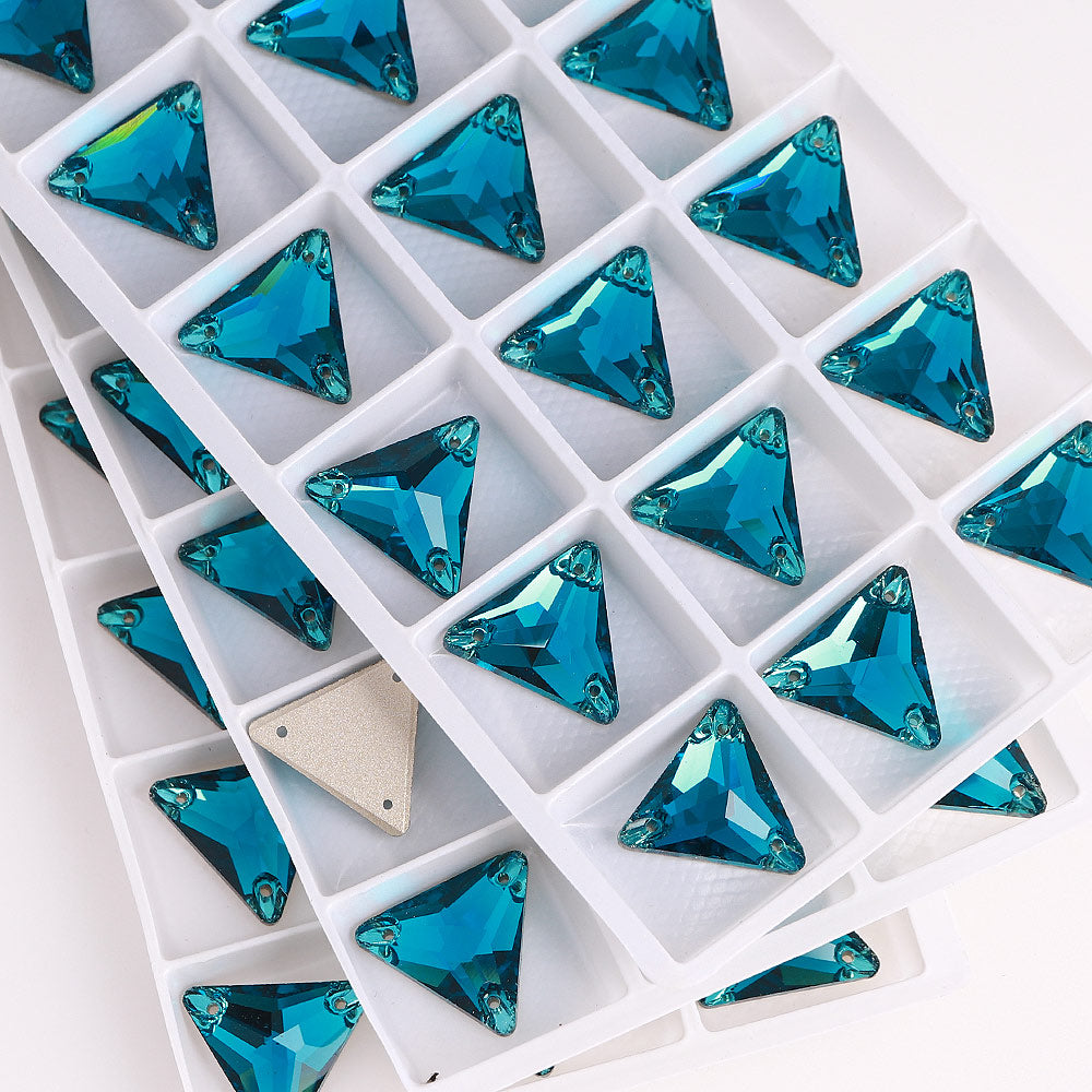 Indicolite Triangle Shape High Quality Glass Sew-on Rhinestones WholesaleRhinestone