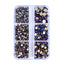 Mixed Sizes 6 Grid Box Violet Effect Glass FlatBack Rhinestones For Nail Art Golden Back WholesaleRhinestone