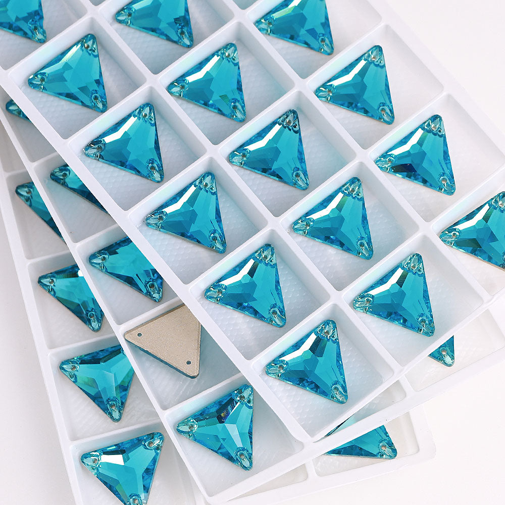 Aquamarine Triangle Shape High Quality Glass Sew-on Rhinestones WholesaleRhinestone