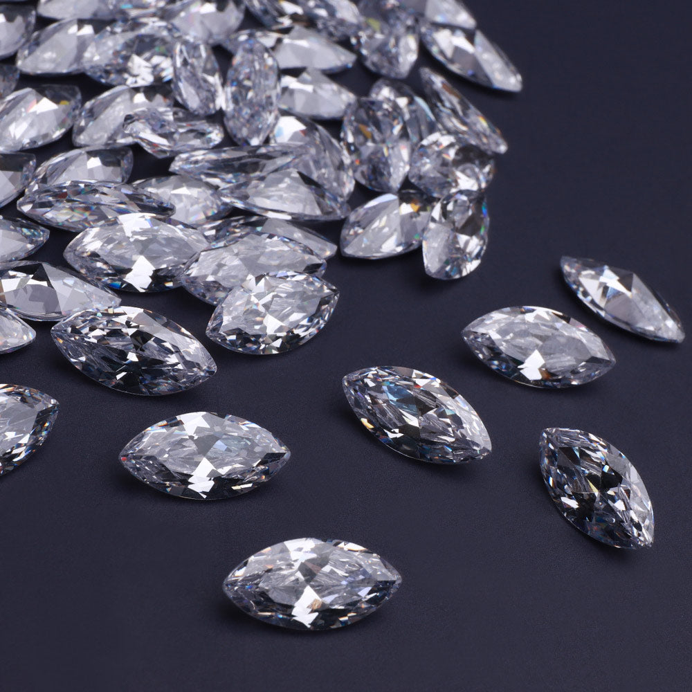 Marquise Shape Pointed Back Crystal Cubic Zirconia Stones For Jewelry Restoration Secondary image