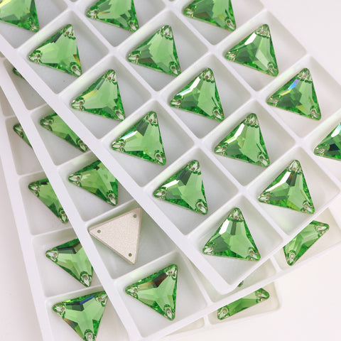 Peridot Triangle Shape High Quality Glass Sew-on Rhinestones WholesaleRhinestone