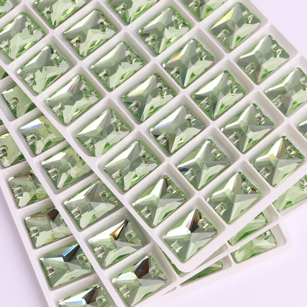 Peridot Rectangle Shape High Quality Glass Sew-on Rhinestones WholesaleRhinestone