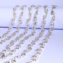 Sew-on Crystal Glass Raindrop Rhinestone Trim Chain Applique RA1100 WholesaleRhinestone