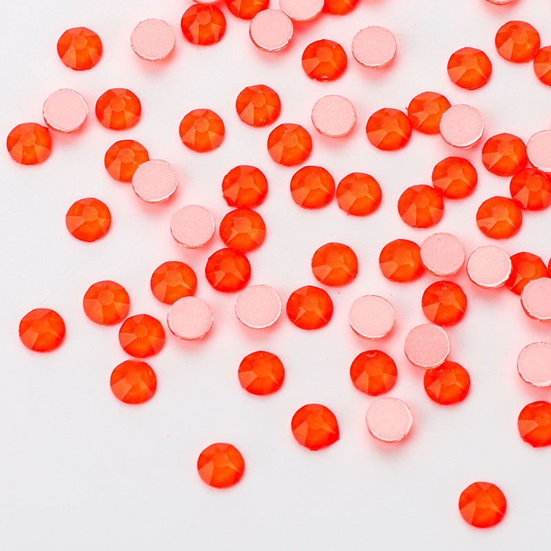 Orange Neon Glass Flat Back Glue-On Rhinestones 16 Cut Facets Secondary image