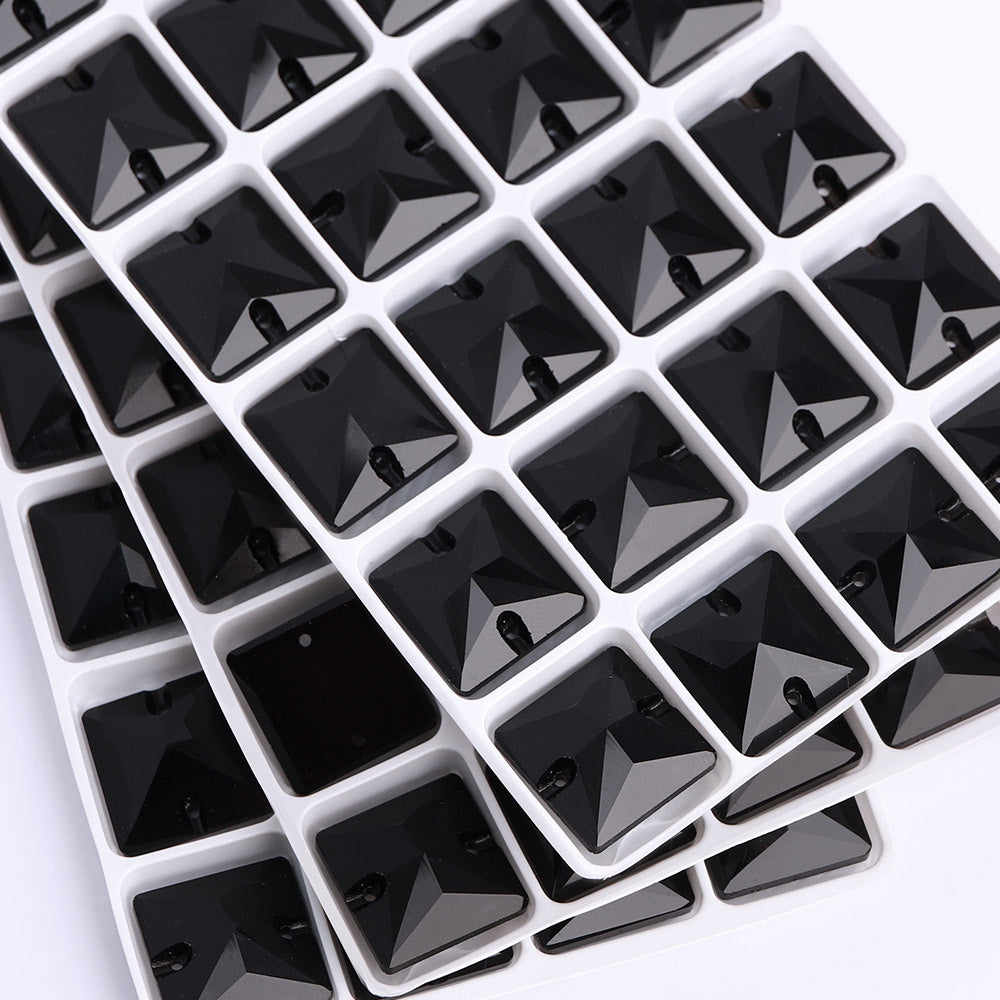 Jet Square Shape High Quality Glass Sew-on Rhinestones WholesaleRhinestone