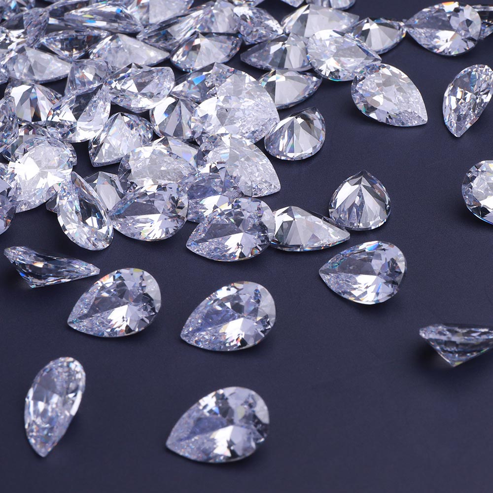 Pear Shape Pointed Back Crystal Cubic Zirconia Stones For Jewelry Restoration Secondary image