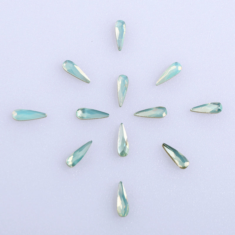 Regndrop form grøn opal flad ryg fancy rhinestones Sekundært billede