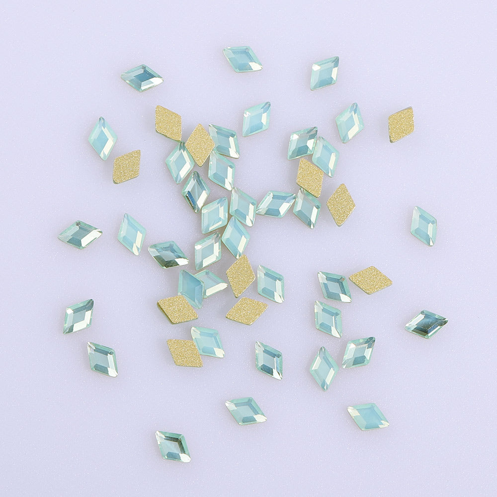 Rhombus form grøn opal flad ryg fancy rhinestones Sekundært billede