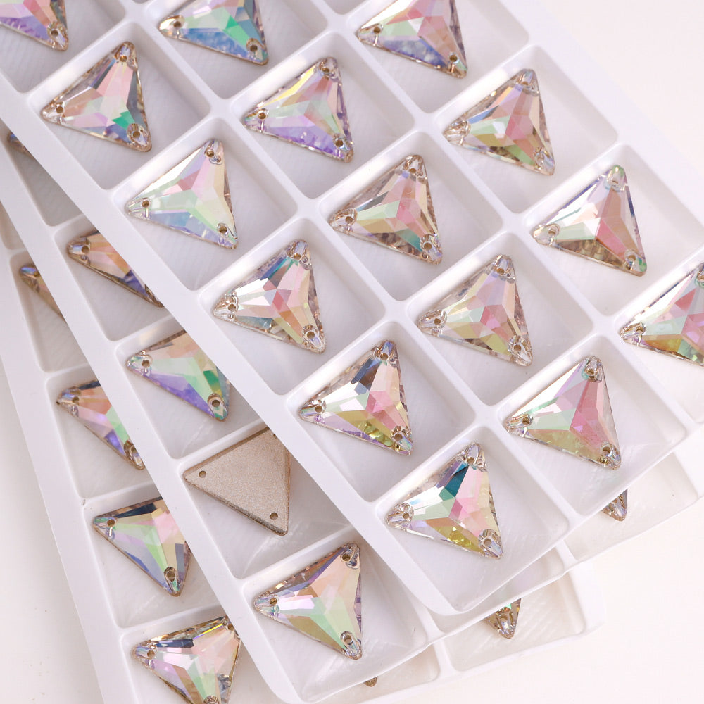 Luminous Green Triangle Shape High Quality Glass Sew-on Rhinestones WholesaleRhinestone