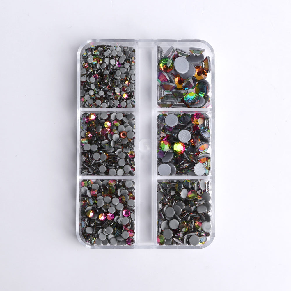 Mixed Sizes 6 Grid Box Rainbow Glass HotFix Rhinestones For Clothing DIY Secondary image