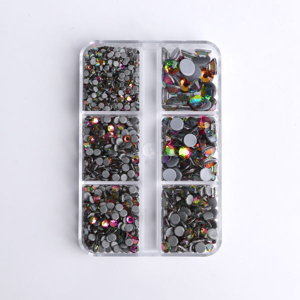 Mixed Sizes 6 Grid Box Rainbow Glass HotFix Rhinestones For Clothing DIY WholesaleRhinestone
