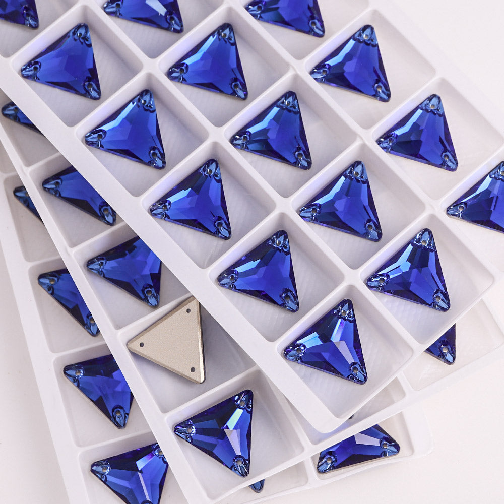 Sapphire Triangle Shape High Quality Glass Sew-on Rhinestones WholesaleRhinestone