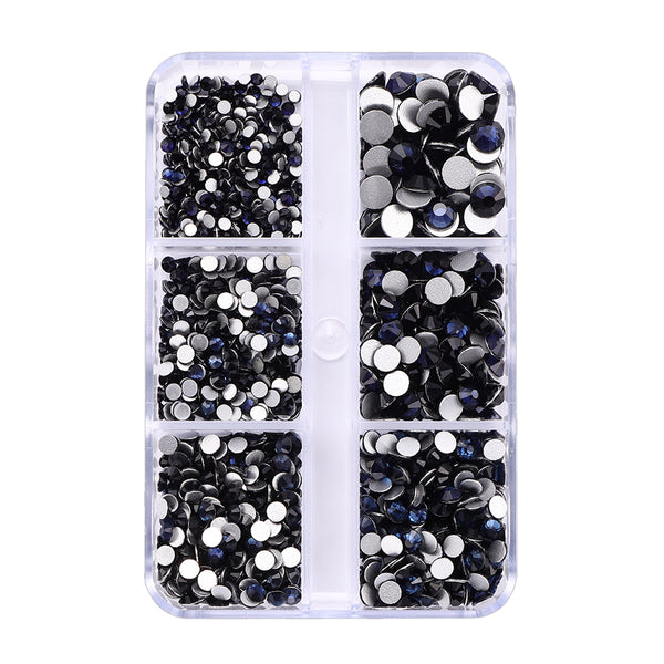 Mixed Sizes 6 Grid Box Montana Glass FlatBack Rhinestones For Nail Art  Silver Back WholesaleRhinestone