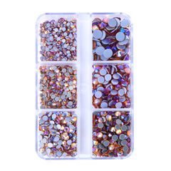 Mixed Sizes 6 Grid Box Topaz AB Glass HotFix Rhinestones For Clothing DIY