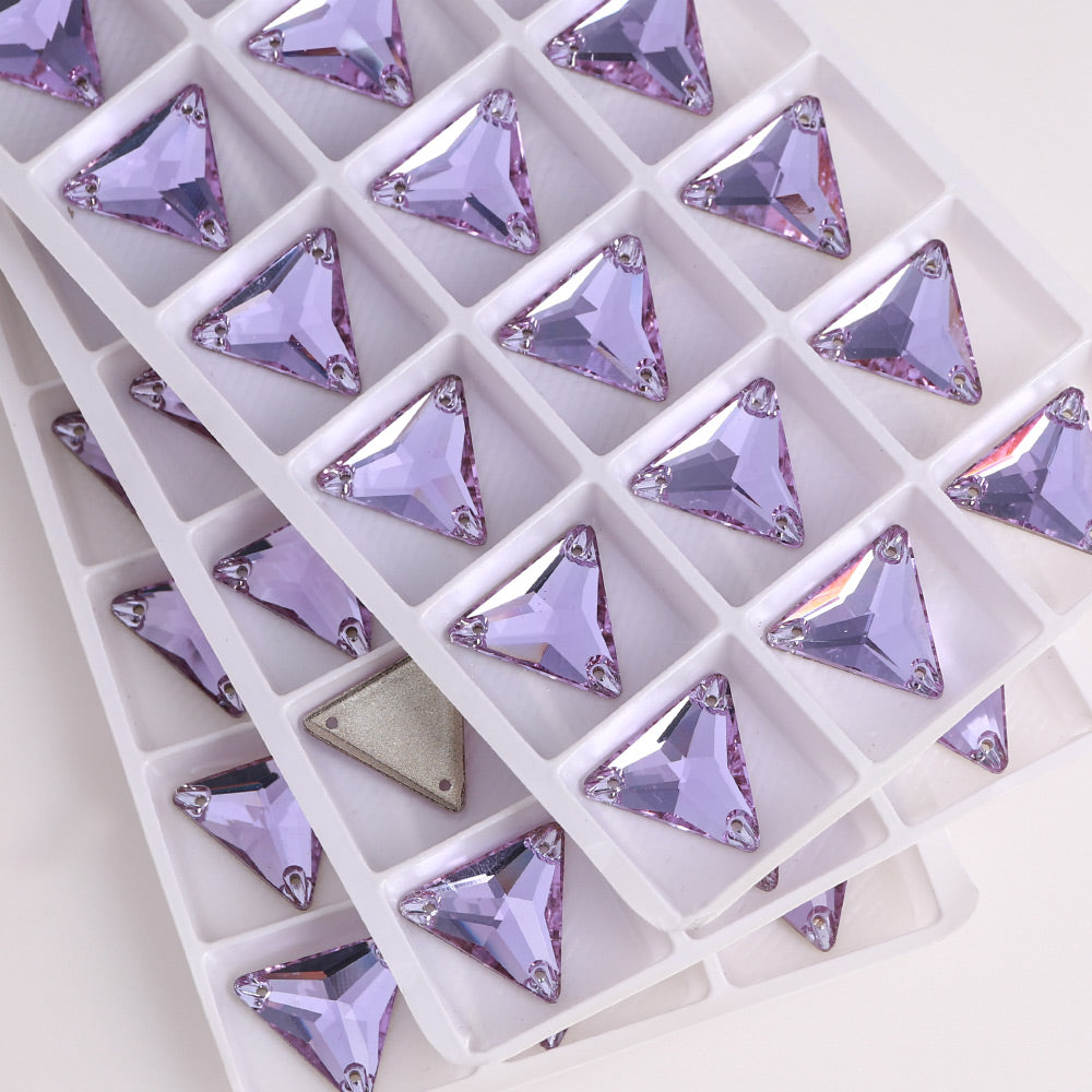 Violet Triangle Shape High Quality Glass Sew-on Rhinestones WholesaleRhinestone