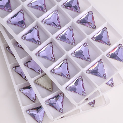 Violet Triangle Shape High Quality Glass Sew-on Rhinestones WholesaleRhinestone