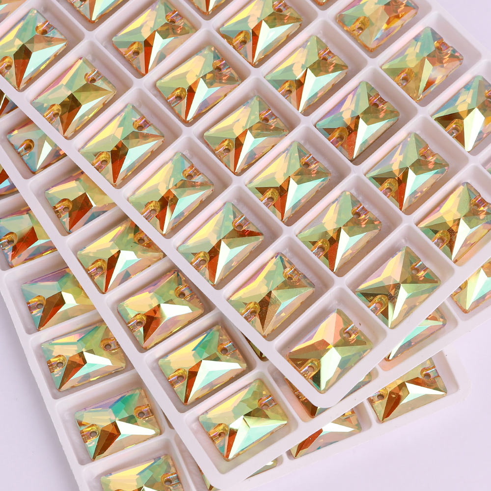 Crystal Sun Rectangle Shape High Quality Glass Sew-on Rhinestones WholesaleRhinestone