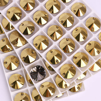 Dorado Rivoli  Shape High Quality Glass Sew-on Rhinestones WholesaleRhinestone