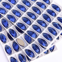 Sapphire Navette Shape High Quality Glass Sew-on Rhinestones WholesaleRhinestone