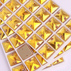 Metallic Sunshine Square Shape High Quality Glass Sew-on Rhinestones WholesaleRhinestone