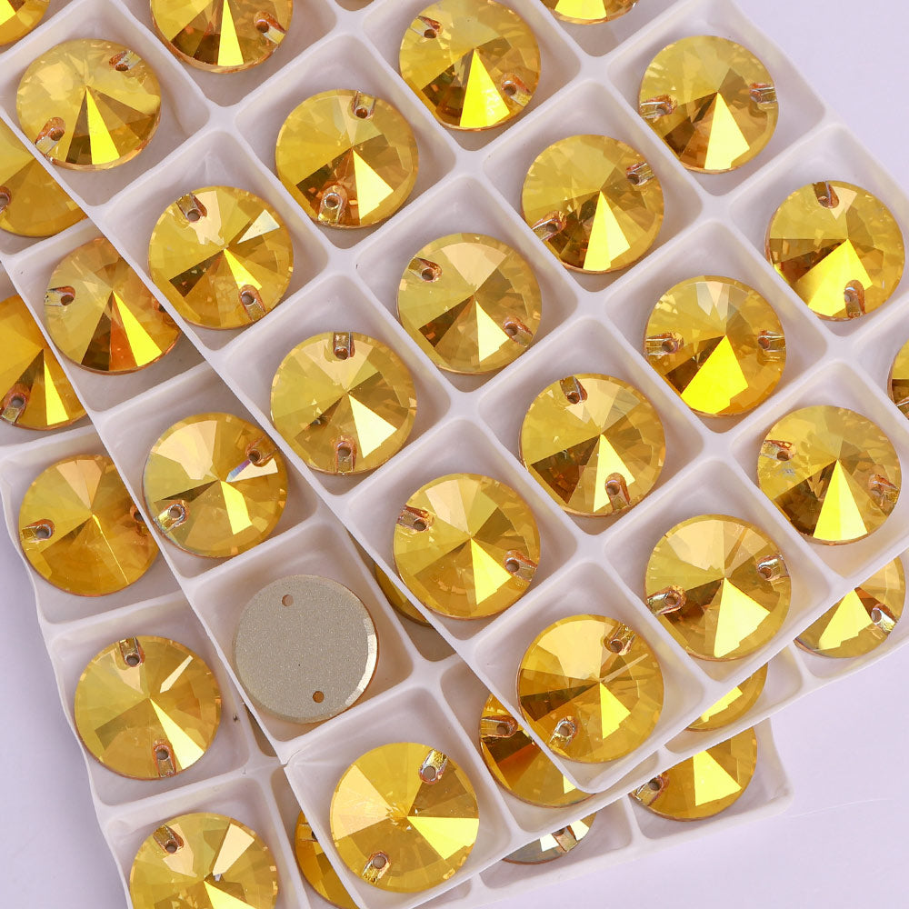 Metallic Sunshine Rivoli  Shape High Quality Glass Sew-on Rhinestones WholesaleRhinestone