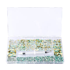 Mixed Multi Shapes Green Opal Glass Fancy Rhinestone Kit Box For Nail Art HZ2118 WholesaleRhinestone