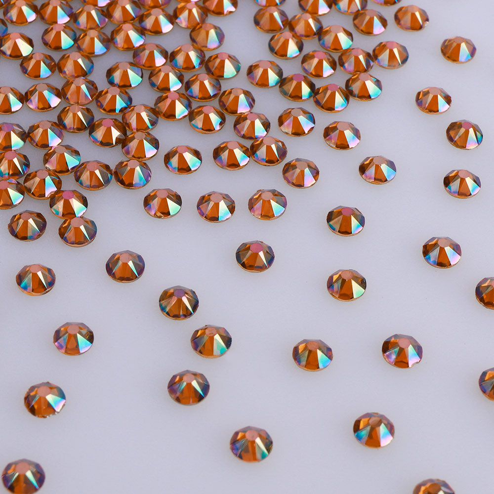 Amber Glass Flat Back Glue-On Rhinestones 16 Cut Facets WholesaleRhinestone