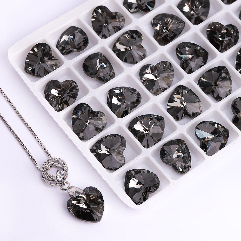 Silver Night Xilion Heart Hoge kwaliteit Glass Rhinestone Pendant Secundaire afbeelding