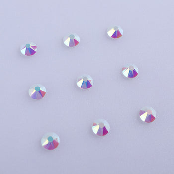 Crystal AB Unfoiled Glass Flat Back Glue-On Rhinestones 16 Cut Facets WholesaleRhinestone