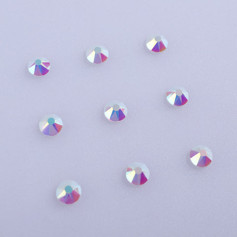 Crystal AB Unfoiled Glass Flat Back Glue-On Rhinestones 16 Cut Facets WholesaleRhinestone